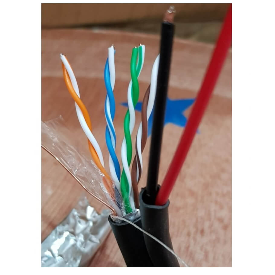 Cáp mạng HDPRO CAT5e FTP + 2C CCA (Ngoài trời, vỏ cứng)